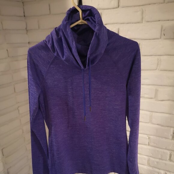 Reebok Ladies Purple Play Dry Tie Funnel Neck Athletic Top - Picture 1 of 11